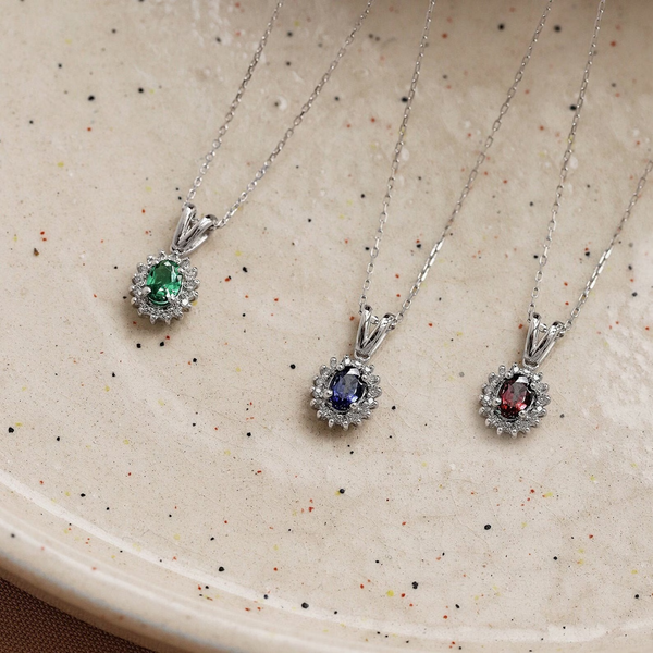 Colier din aur cu smarald natural si diamante in forma de floare