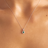 Colier din aur cu smarald natural si diamante in forma de floare