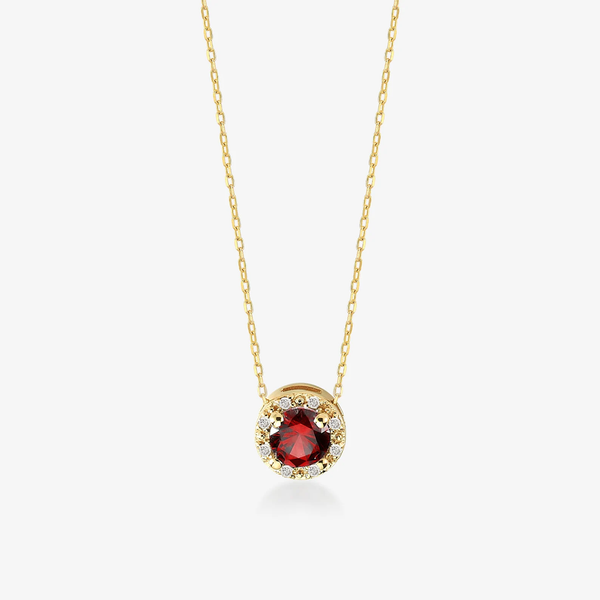 Colier din aur rotund cu rubin natural si diamante