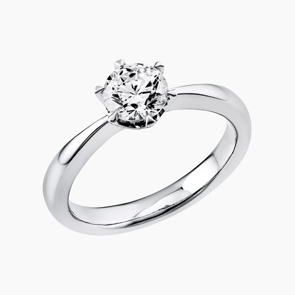 Inel de logodna cu diamant rotund solitaire Tiffany style