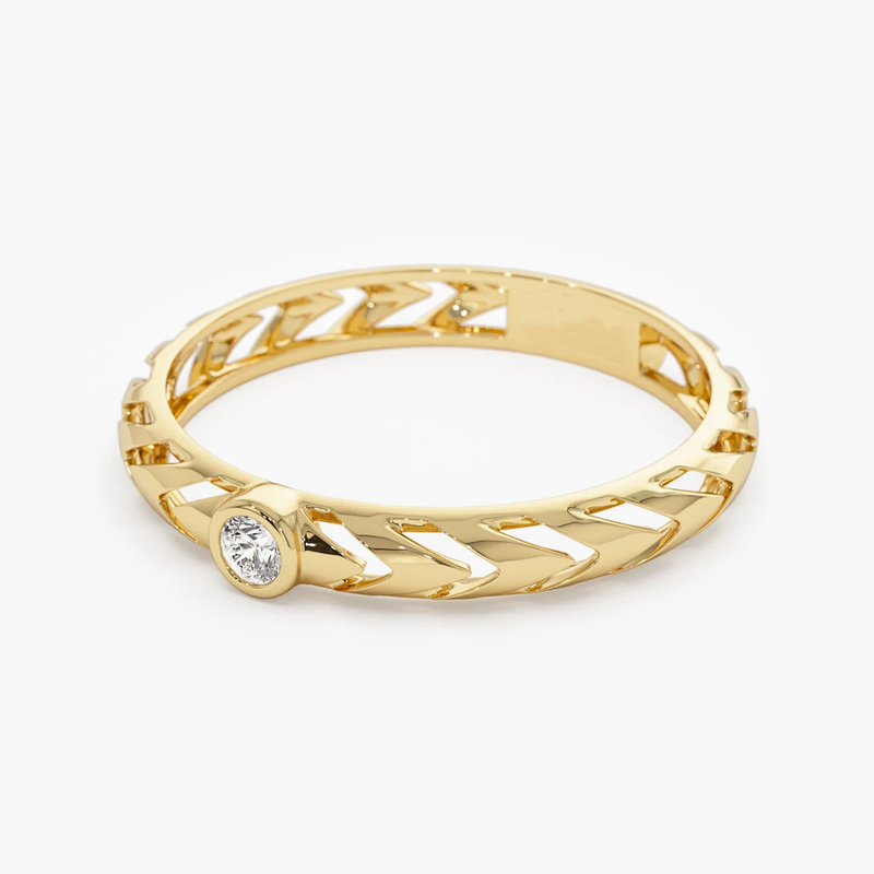 Inel din aur cu diamant rotund de 0.06 ct model Twisted Band