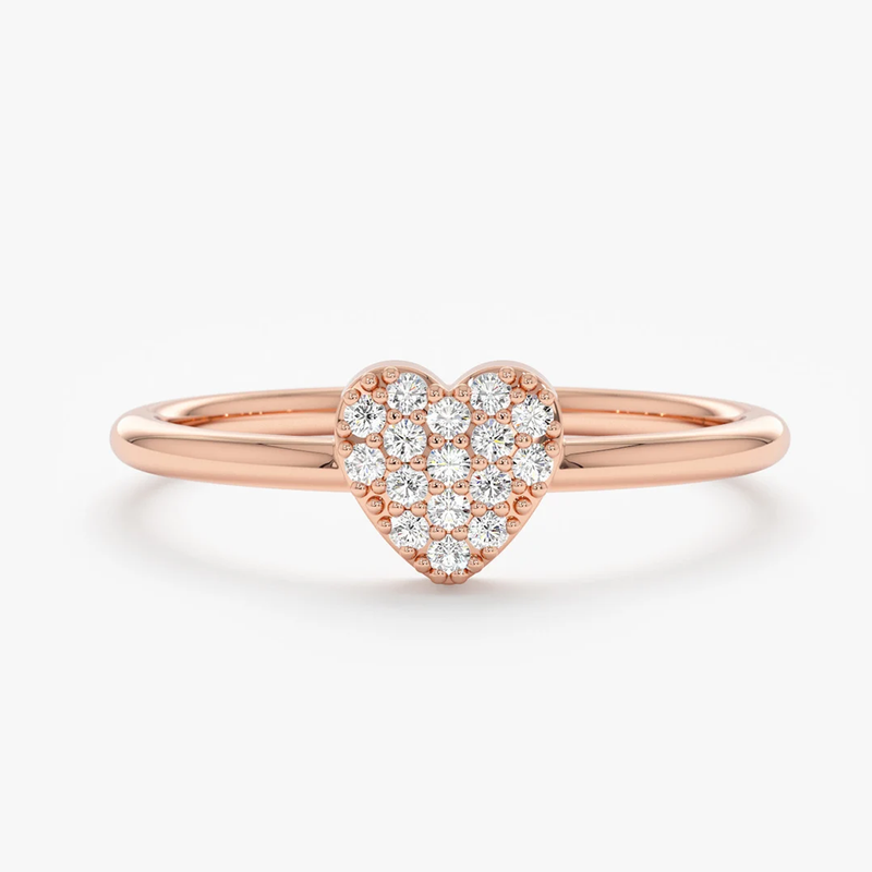 Inel din aur cu inima si diamante de 0.08 ct