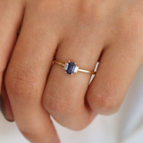 Inel din aur cu safir natural octogon si diamante naturale