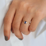 Inel din aur cu safir natural octogon si diamante naturale