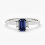 Inel din aur cu safir natural octogon si diamante naturale