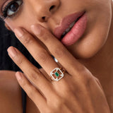 Inel cu smarald natural si diamante naturale - Emerald Frame