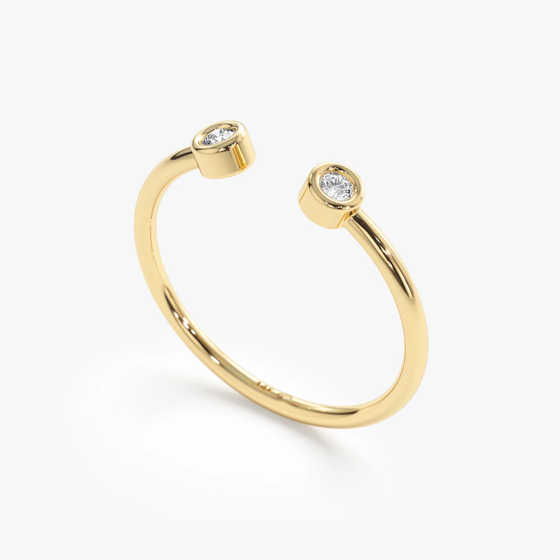 Inel din aur deschis cu doua diamante