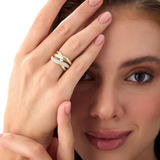 Inel din aur impletit cu diamante