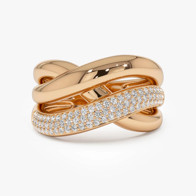 Inel din aur impletit cu diamante