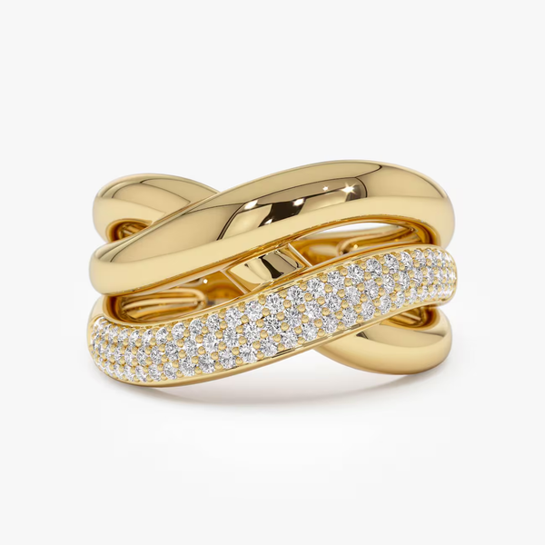 Inel din aur impletit cu diamante