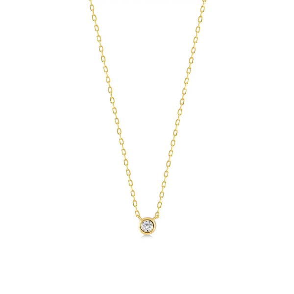 Lant cu pandantiv din aur cu diamant rotund de 0.05 ct