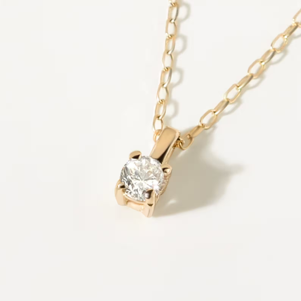 Lant cu pandantiv din aur cu diamant rotund de 0.10 ct