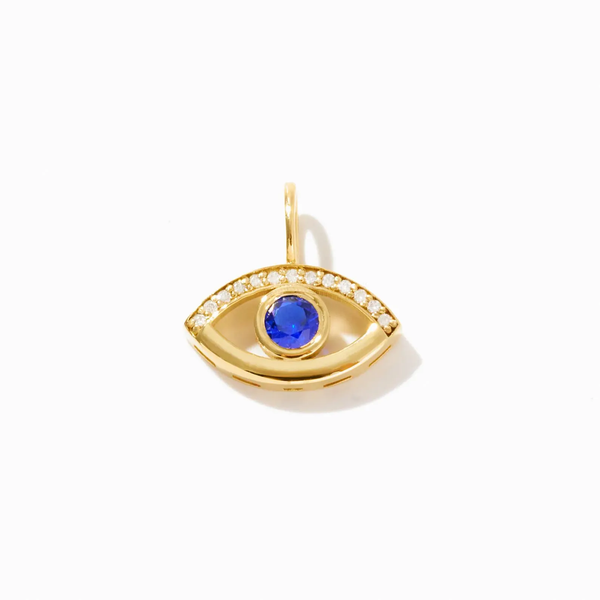 Pandantiv din aur ochi deochi cu safir natural si diamante