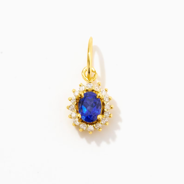 Pandantiv din aur cu safir natural si diamante in forma de floare